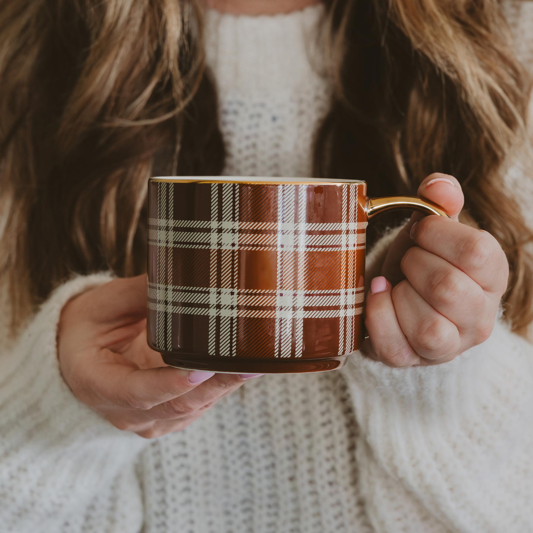 Brown Plaid Coffee Mug - Image 2