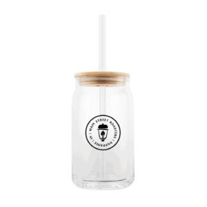 Main Street Glass Can With Bamboo Lid and Straw