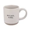 Relax Girl Cream Stoneware Coffee Mug by Sweet Water Decor