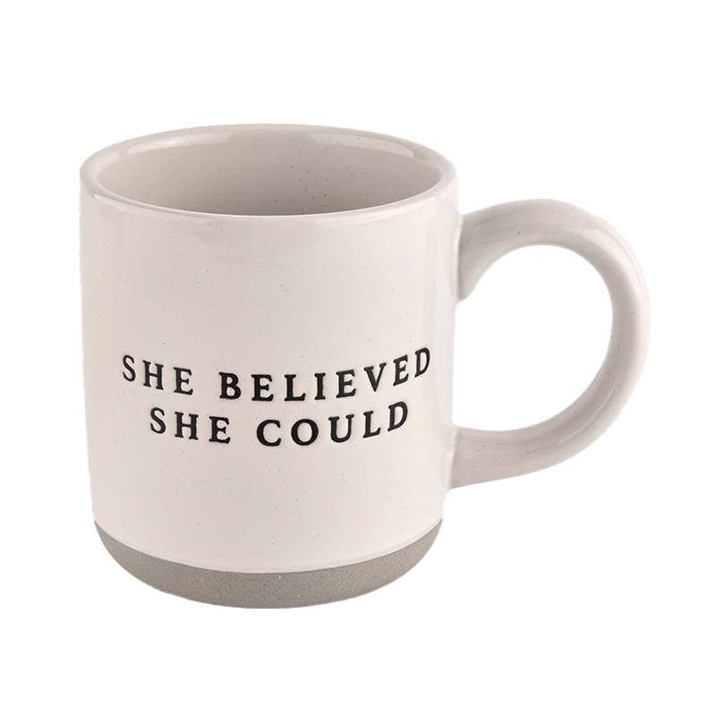 She Believed She Could Stoneware Coffee Mug by Sweet Water Decor