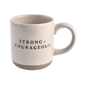Strong + Courageous Stoneware Coffee Mug by Sweet Water Decor